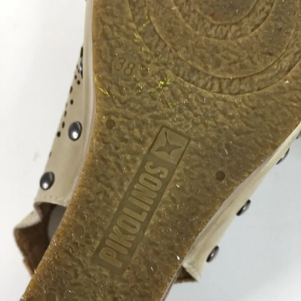 Pikolinos Benissa Laser Cutout Leather Wedge Shoes Size 38